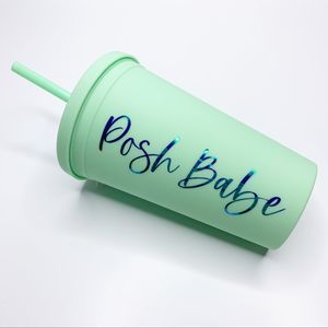 TUMBLER CUP Posh Babe Pastel Mint Holographic 16oz